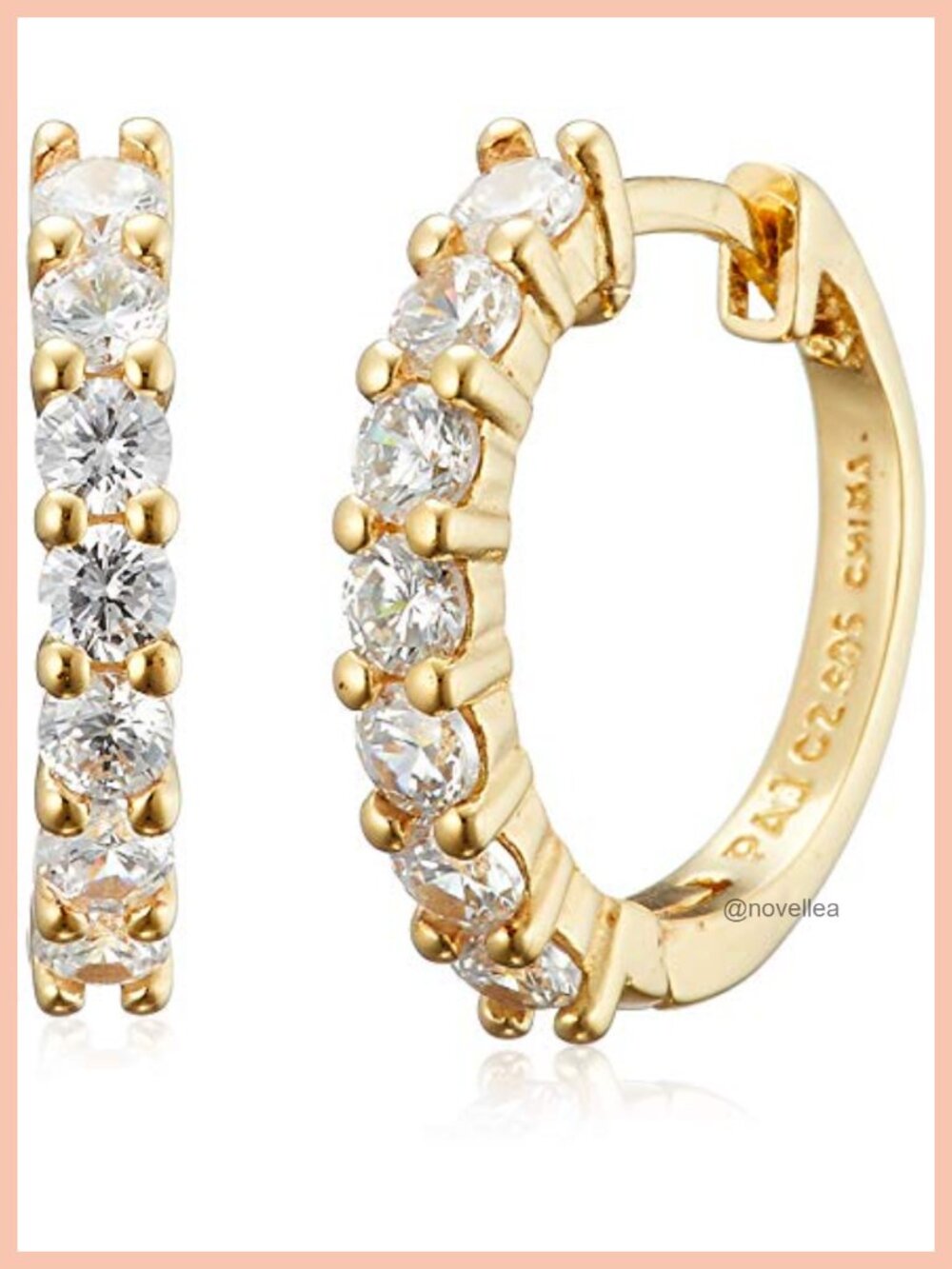 Sterling Silver 18K Gold Huggie Hoop Earrings with Cubic Zirconia